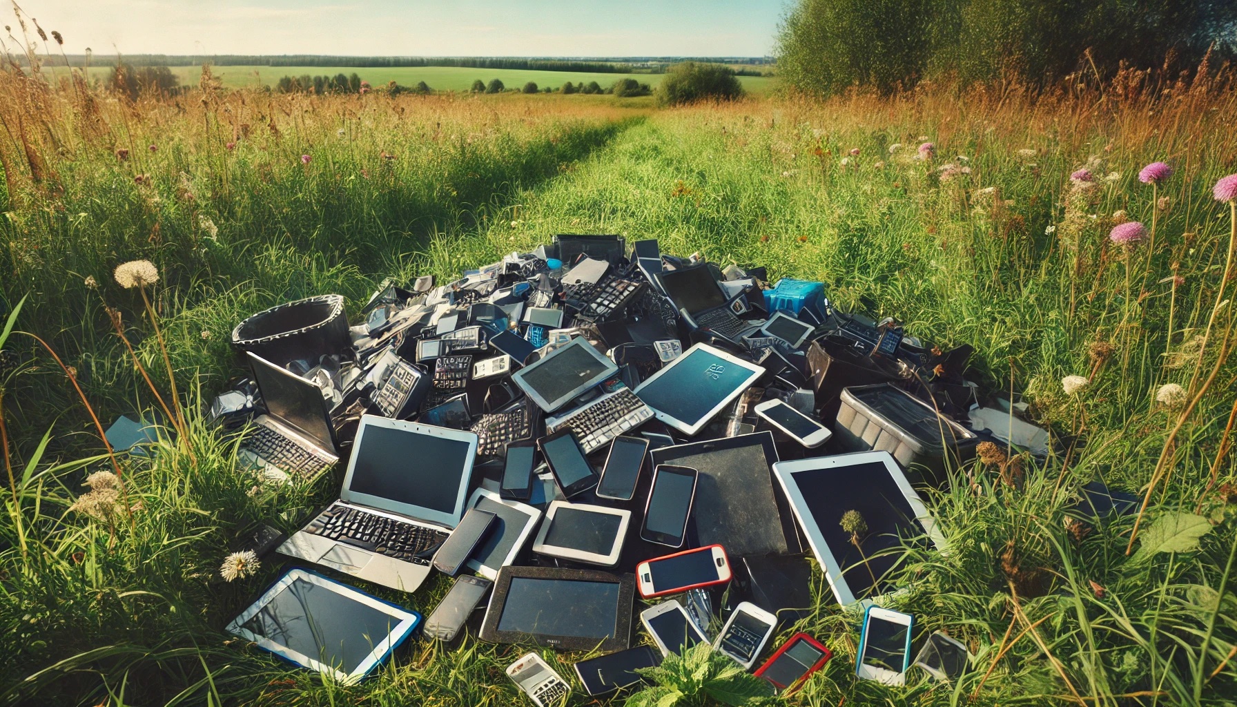 A pile of abandoned personal electronic devices.